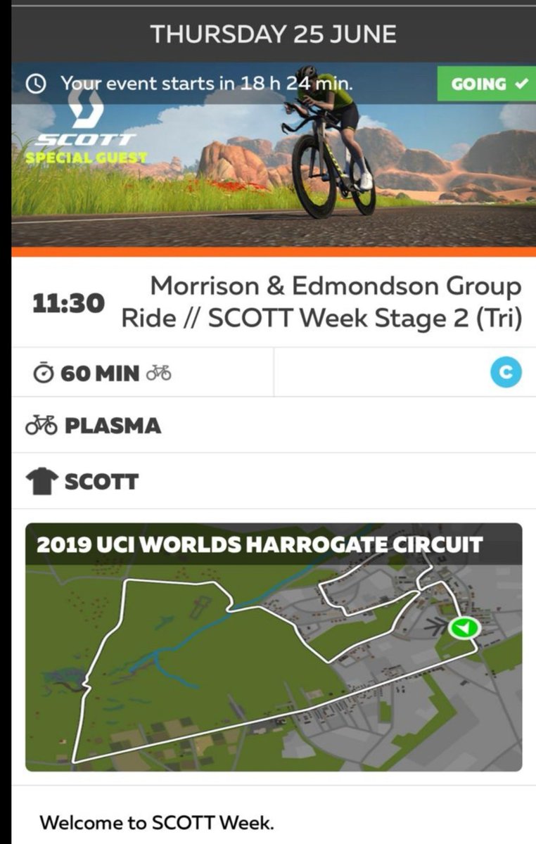 TriathlonKim's tweet photo. Join me for a ride/ race 🏁 tomorrow at 11.30am... For #SCOTTWeek ❤️ on @GoZwift https://t.co/kQQGE38A7p