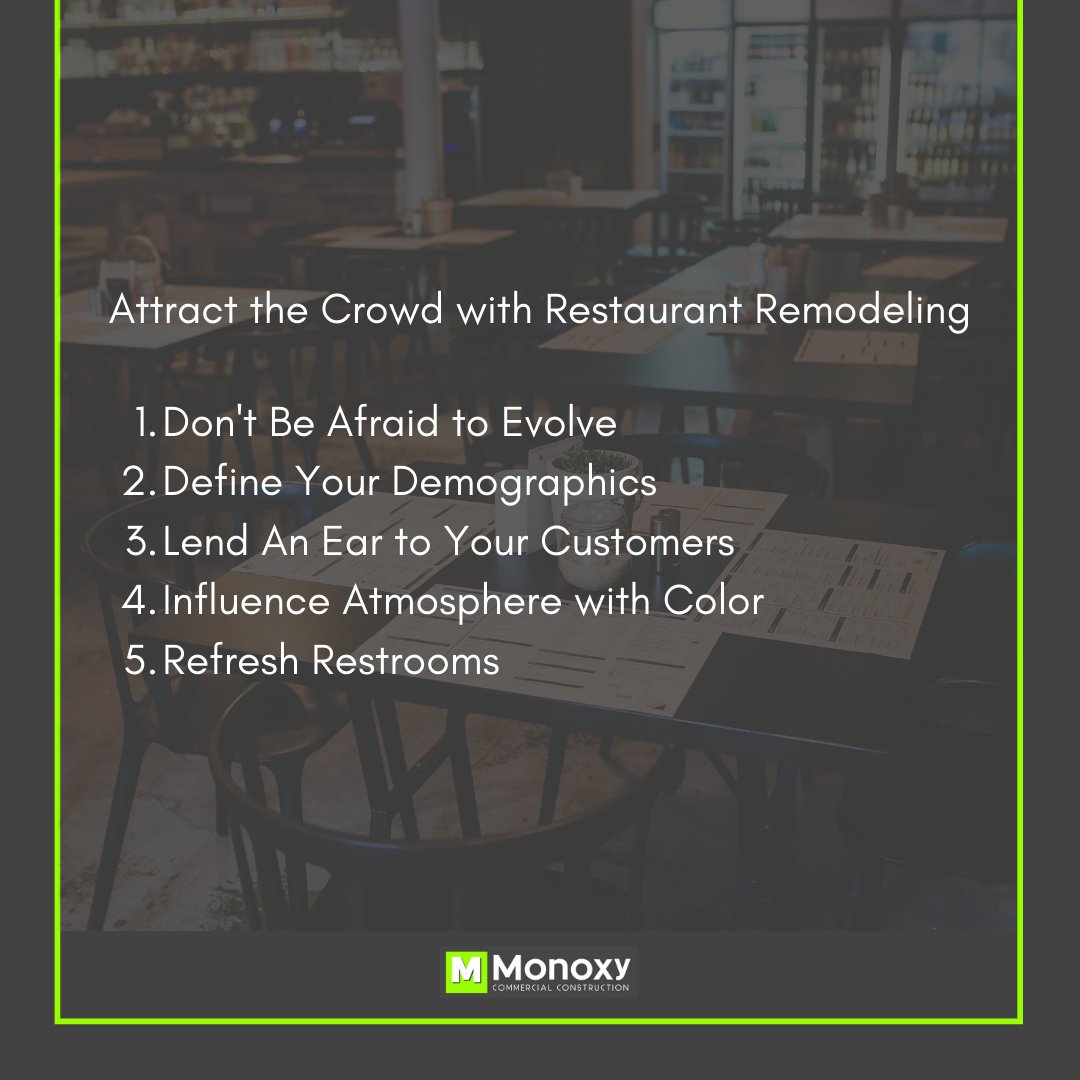 Monoxy3's tweet photo. Here's some #wednesdaywisdom for your day! Restaurant remodeling may be the right move for you, give us a call.  #monoxy #dallasremodel https://t.co/KvNA1NiYcM https://t.co/RXqdO1hSqL