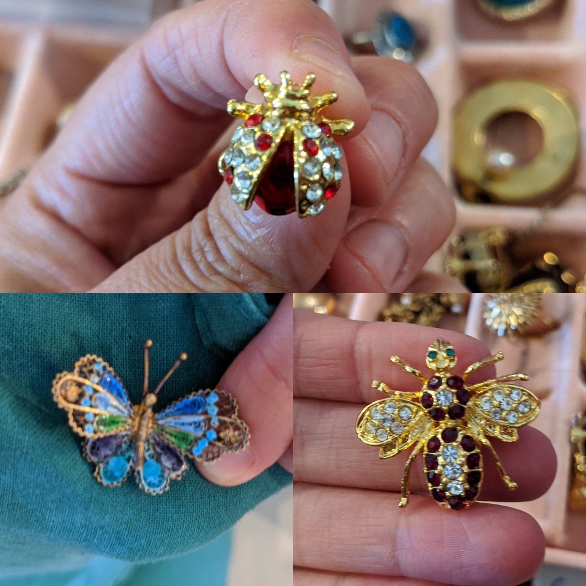 dara_stockton's tweet photo. My husband's sister sent us a box of some family heirlooms and look what was inside! #fancybugs #stabbedmyself #swag https://t.co/kUvUk7mHgI