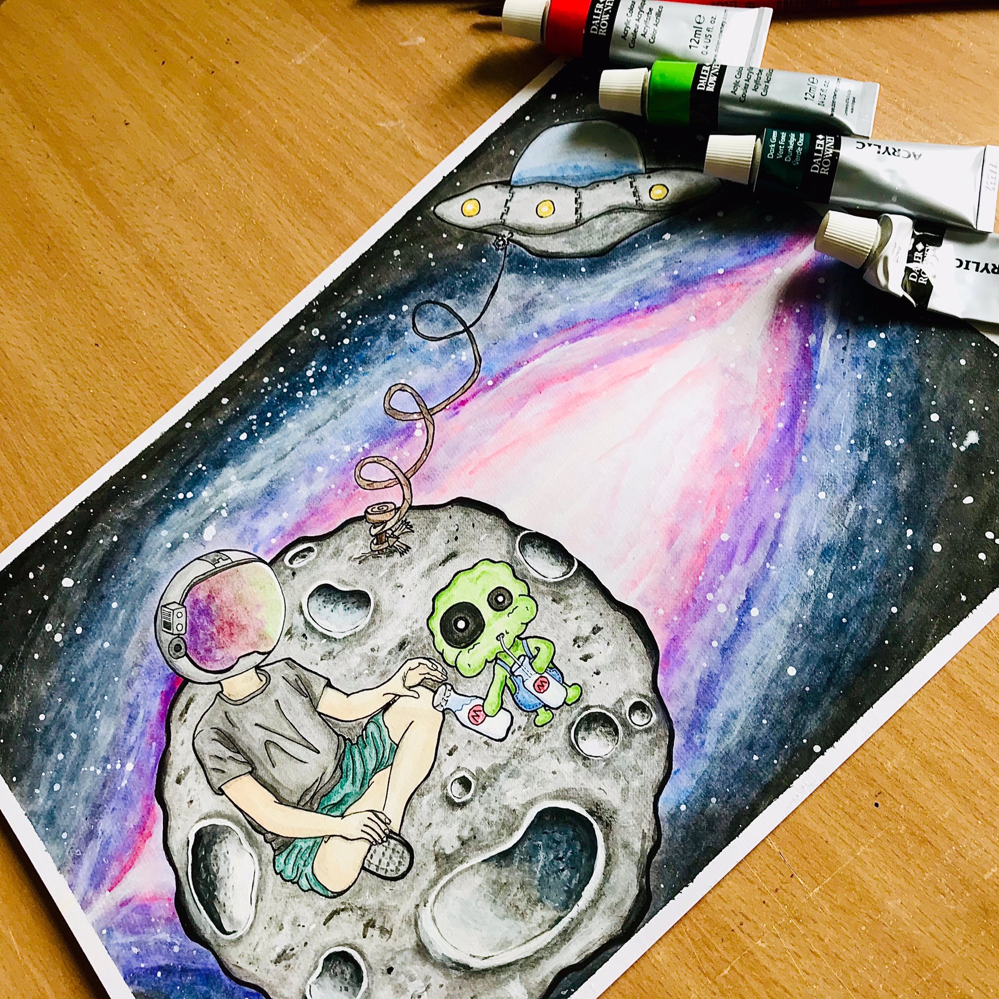 Thesecond0 Friendship 完全 Astronaut Wip Astronautlife Moon Moonchild 月球 Ufo 太空人 2nd9draw 2nd イラスト イラスト初心者 Hk Hongkong Illustration Illustrator Art Artwork Handdrawing