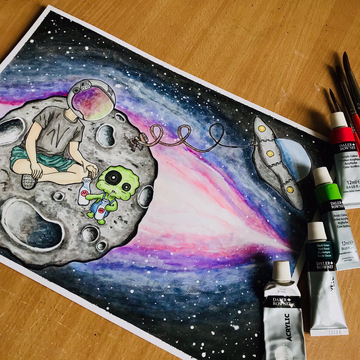TSecond020's tweet photo. Friendship 👽🍼（完全）
.
.
.
.
.
#astronaut #wip
#astronautlife #moon 
#moonchild #月球
#ufo #太空人 
#2nd9draw #2nd #イラスト #イラスト初心者 
#hk #hongkong #illustration 
#illustrator #art #artwork #handdrawing #artistsupportartists https://t.co/vA8da8dkfh