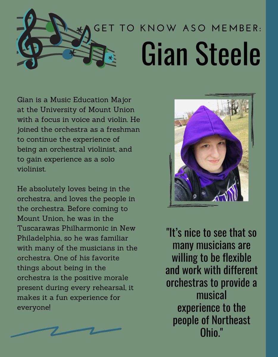 At this time of separation from the orchestra, our members have reflected on their experiences with music and the Alliance Symphony. Meet violinist Gian Steele. <a href="/mountunion/">Univ. of Mount Union</a>