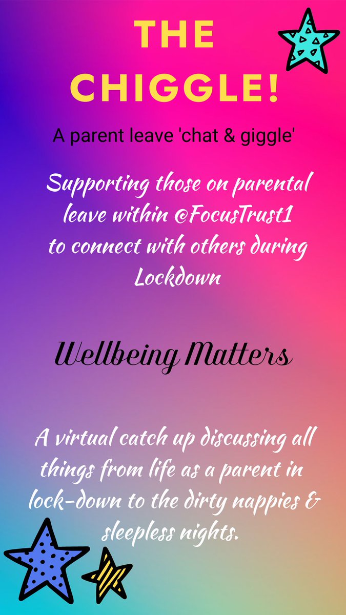 Skyrish2011's tweet photo. Excited to be organizing the first @FocusTrust1 'Chiggle' A virtual parental leave 'chat & giggle' to support well-being of parents on maternity/paternity in lockdown. #Wellbeing #parentleave #maternity #paternity #makingadifference #connect #newparent #chiggle https://t.co/2g8nTXy07k