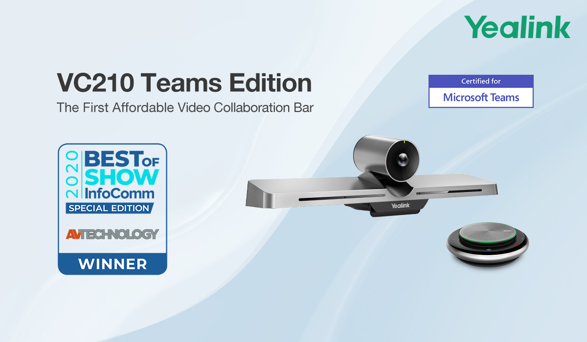 YealinkNews's tweet image. Yealink is thrilled to bring the good news that our VC210 Teams Edition was just awarded as Best of Show Winners at InfoComm 2020 Connected. Learn more or request a demo unit at: yealink.com/product/video-…
#microsoftteams #infocomm2020