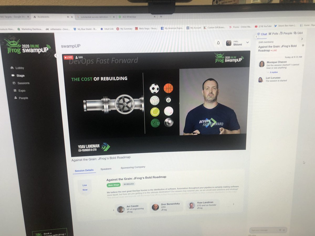 ShlomiBenHaim's tweet photo. The Frogs are talking about #binops at @jfrog #swampup2020 keynote. Great talk by @_yoav_ @drorbr and @avinci https://t.co/l2Ql36K1FA