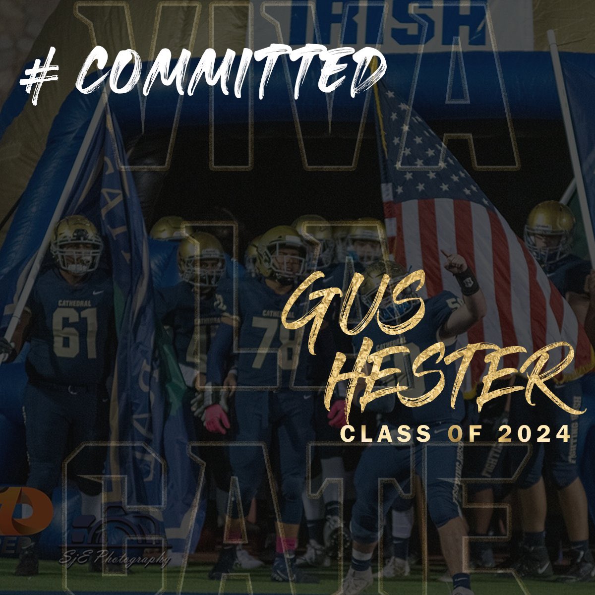 cathedral_fb's tweet photo. Another big addition to the #CateFamily ☘️ we welcome Gus Hester to the brotherhood! #CommittedToCathedral #VivaLaCate #BEATem ☘️🏈 https://t.co/oxcEKZWZDk
