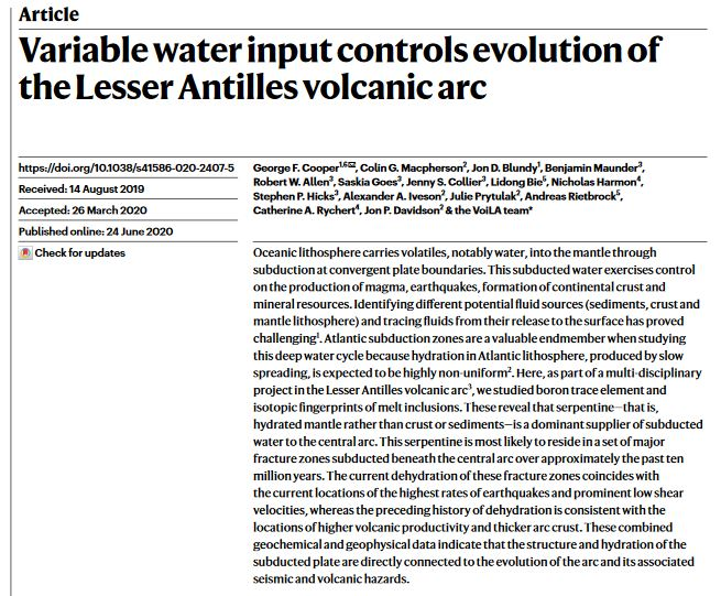 So how did the  @VoiLA_NERC team, funded by  @NERCScience, use boron isotopes to show that water subducted by the  #Atlantic Plate is directly linked to volcanic and earthquake activity in the  #Antilles? [2/12]