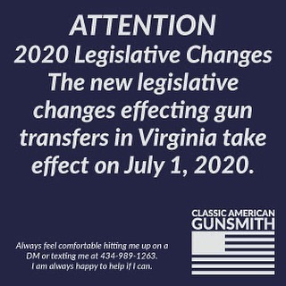 Master_Gunsmith's tweet image. Virginia’s 2020 Legislative Changes
.
HB812 (Limitation of Handgun Purchases) - This will limit all purchasers to one handgun purchase every 30 days. There is a list of exemptions on the new SP-65 forms which are VA…

📸 instagram.com/p/CB00dAZp4Lz/ via tweet.photo