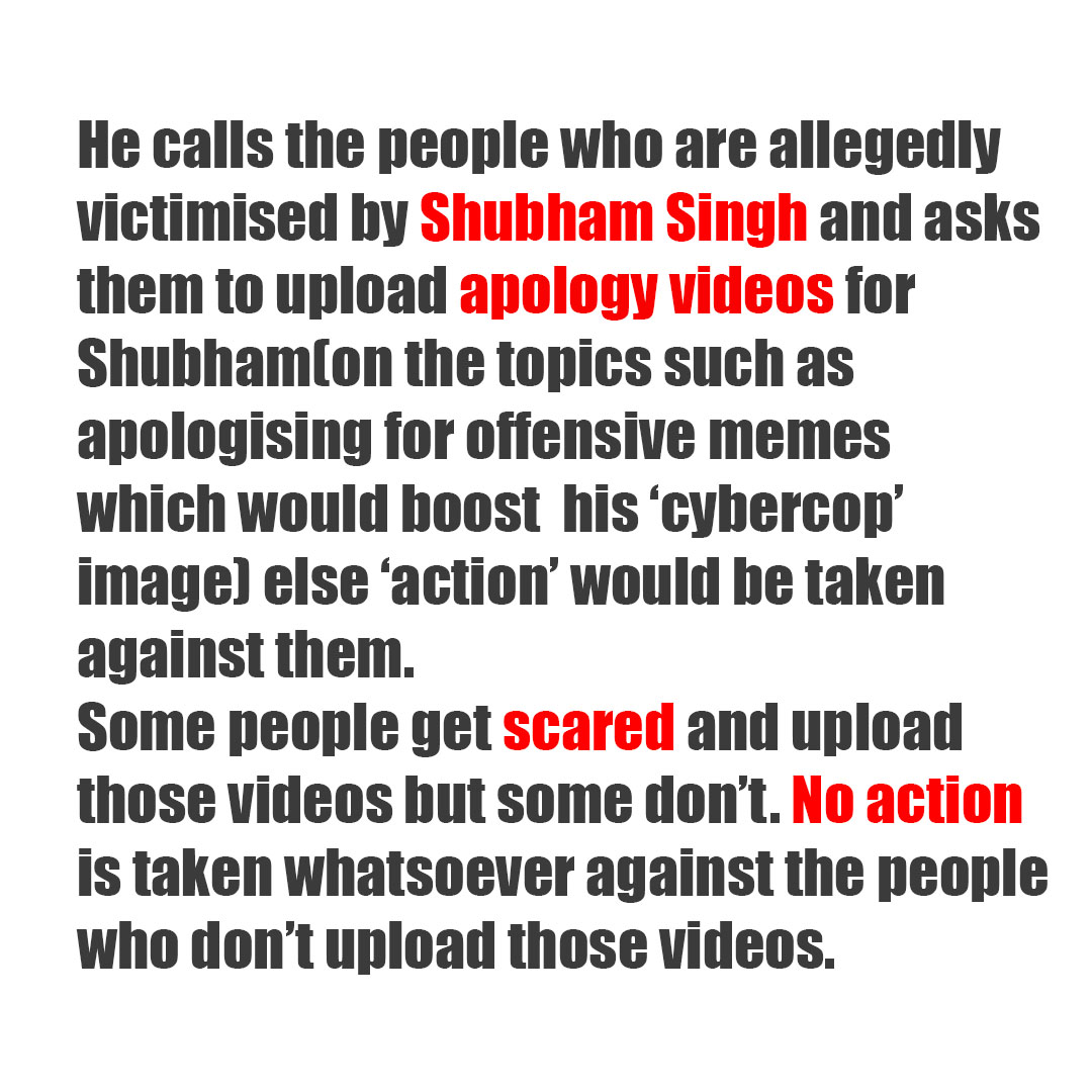 Journomil1's tweet photo. @shubhamcybrxprt was found to be involved in a act of publicity by publishing those videos on his Instagram account. It has to be noted that Shubham is not a policeman and he failed to provide any FIR or legal complaint in the public domain while claiming these apologies' credits https://t.co/Txn28gFPGX