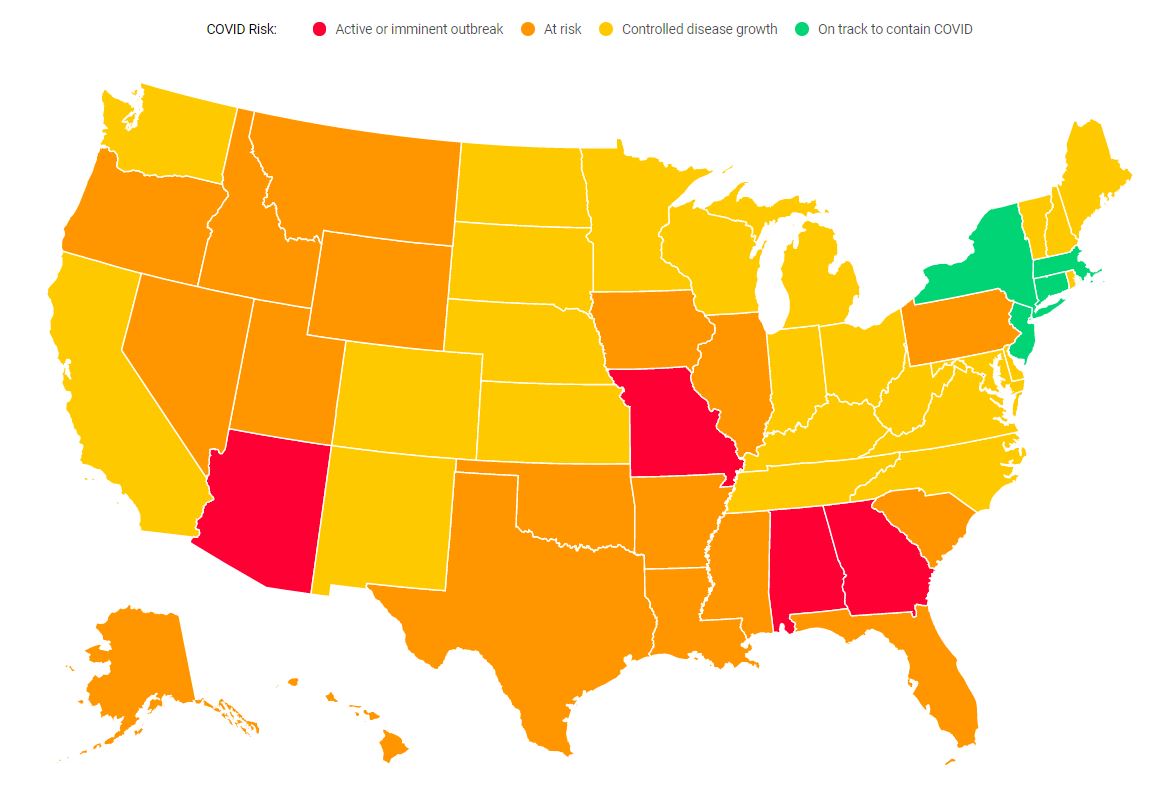 GovNedLamont's tweet photo. Connecticut is one of only 4 states in the nation that are on track to contain COVID-19, according to a study by @CovidActNow.

Thanks to our residents who are wearing a 😷 and taking this seriously.

Let's keep the trend moving in the right direction. https://t.co/Ab5hgcU0Gp