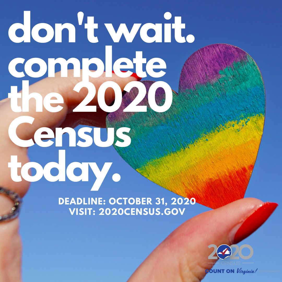CountOnVirginia's tweet photo. There's still time to complete the #2020Census! Visit https://t.co/EEBG8bHfg4 today. It only takes 10 minutes and only one form is needed per household. The information collected helps determine where schools and hospitals will be built in your community. #CountOnVirginia https://t.co/cMBNk2WAQS
