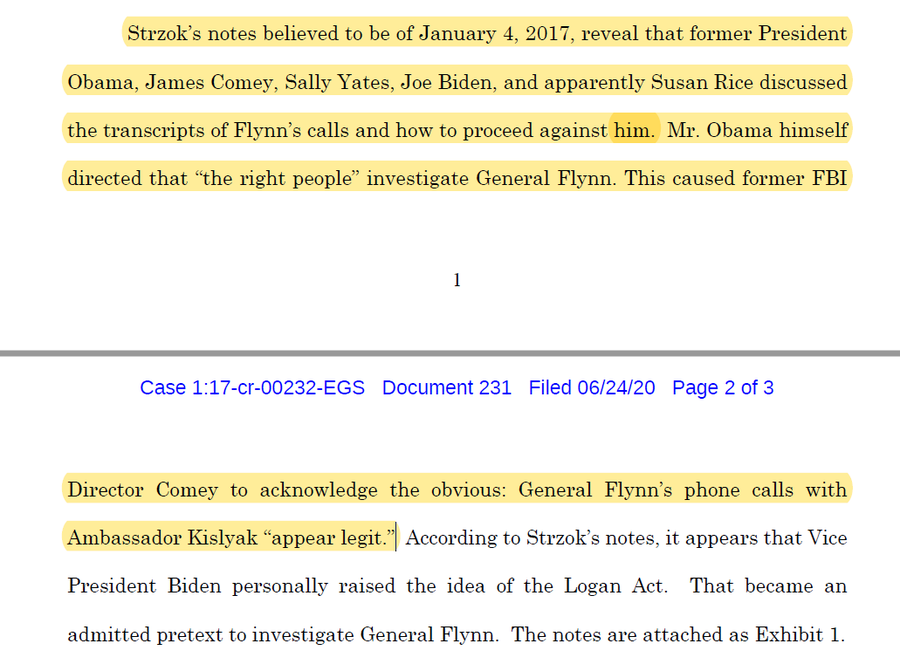 59.  #QAnon Stupid enough to keep records of their  #coup:  #Strzok notes from 1/4/17- Discussion among Obama, Comey, Yates, Biden, & Susan Rice:VP Biden: Use "Logan Act" on FlynnPresident Hussein orders: "Have the right people on" Flynn case.."shouldn't tell transition team"