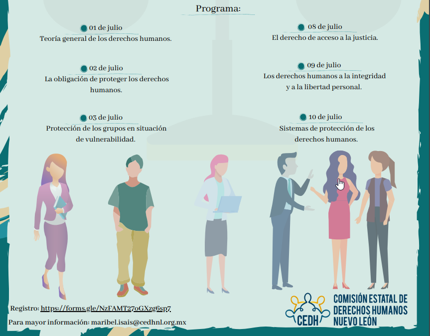 CEDHNL's tweet photo. La #CEDHNL invita al personal del servicio público y personas interesadas en la defensa de grupos en situación de vulnerabilidad, a participar en el curso virtual:
"APROXIMACIÓN A LOS DERECHOS HUMANOS Y EL DEBIDO PROCESO"
Inscríbete 👇
https://t.co/eqCFQSpeWm
#cursoDDHH https://t.co/HNyFhToxPS
