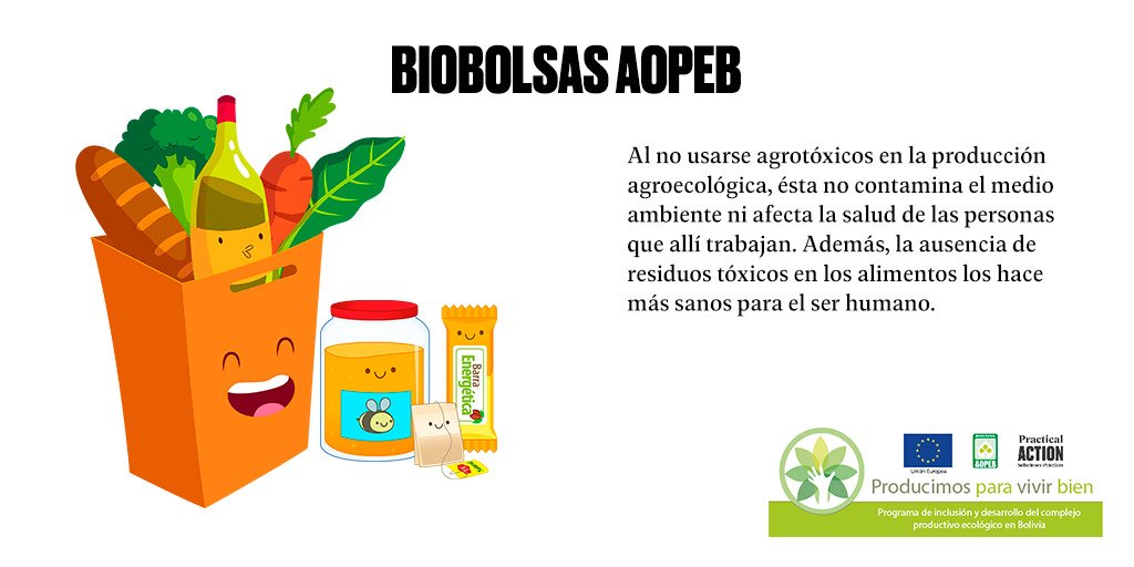 ProdEcologicBol's tweet photo. Desde #AOPEB te aconsejamos usar las biobolsas que son amigables con el medio ambiente, ya que ayudan a reducir el daño a nuestro ecosistema y nuestros alimentos se mantienen más sanos. #Producimos_Para_Vivir_Bien #UE #Practical_Action #Producción_Ecológica https://t.co/Ecc4KBaDLr