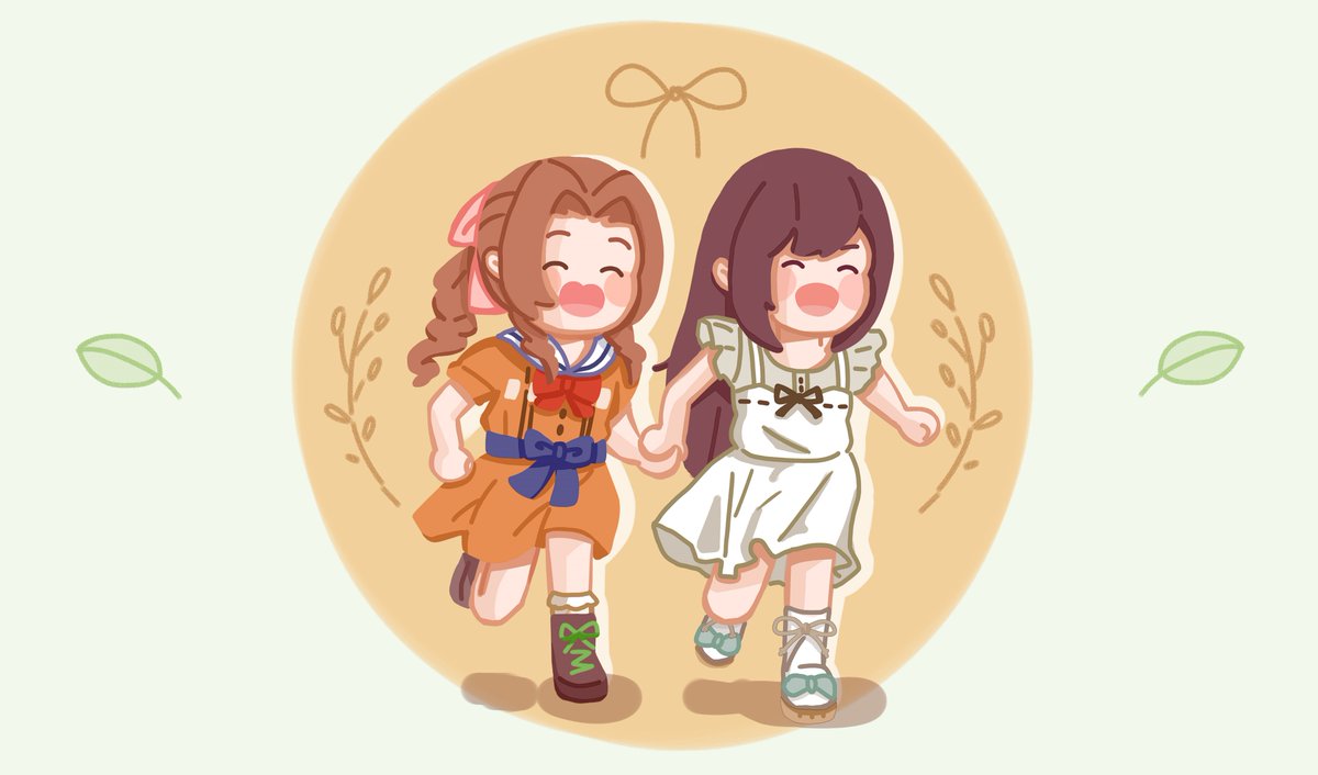akumarations's tweet photo. Baby #Aerith &amp; #Tifa on a wild adventure to torment Cloud! ☀️🍃
#FF7 #FF7R https://t.co/DByU6FFo4n
