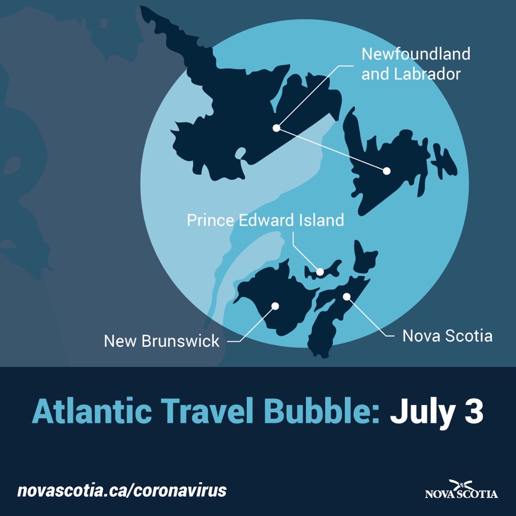 Beginning July 3, it will be permitted to travel within Nova Scotia, New Brunswick, Prince Edward Island and Newfoundland and Labrador, without the requirement to self-isolate for Atlantic Canadian residents.