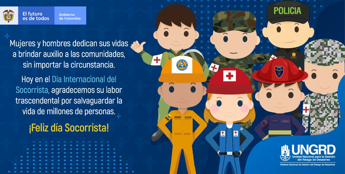 #DíaInternacionalDelSocorrista⛑️| Agradecemos a nuestros #Socorritas👩‍🚒👨‍🚒 del Sistema Nacional de Gestión del Riesgo de Desastres por su estilo de vida altruista, amor, espíritu de servicio y solidaridad. Su labor de salvaguardar la vida de las personas, es una tarea de héroes💪👏