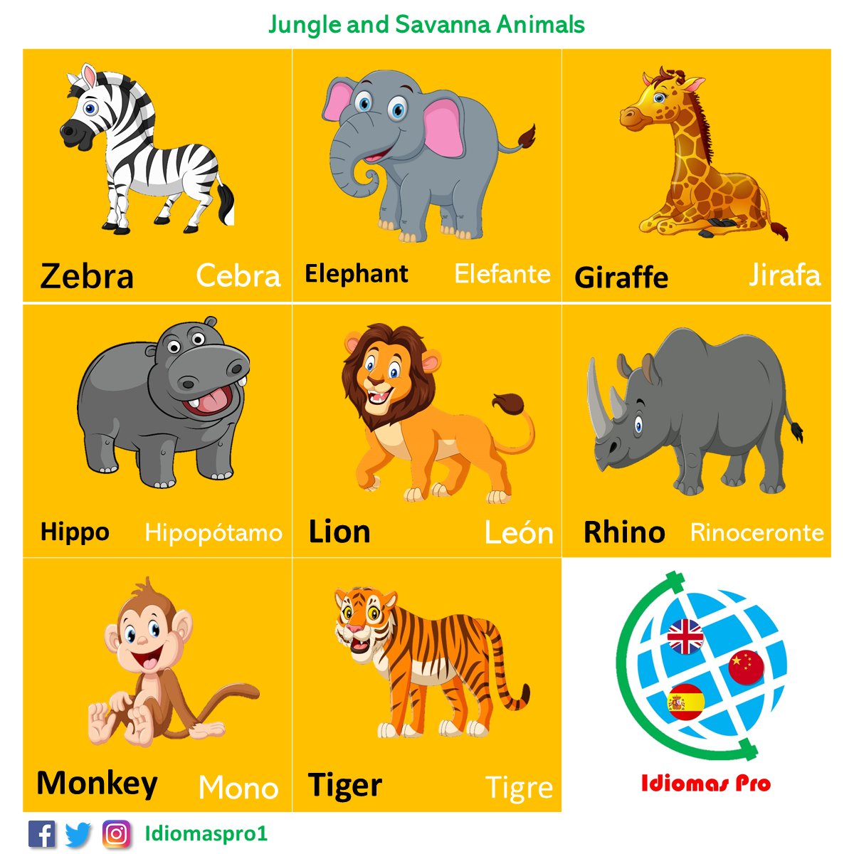 IdiomasPro1's tweet photo. Animales de la Selva y la Sabana.
En inglés, español y chino
"Compartir ele conocimiento te hace sabio". 🤓
.
.
.
.
.
.
.
#idiomaspro #animals #jungle #savanna #inglés #español #chino #chinese #english #spanish https://t.co/svydBBP08R