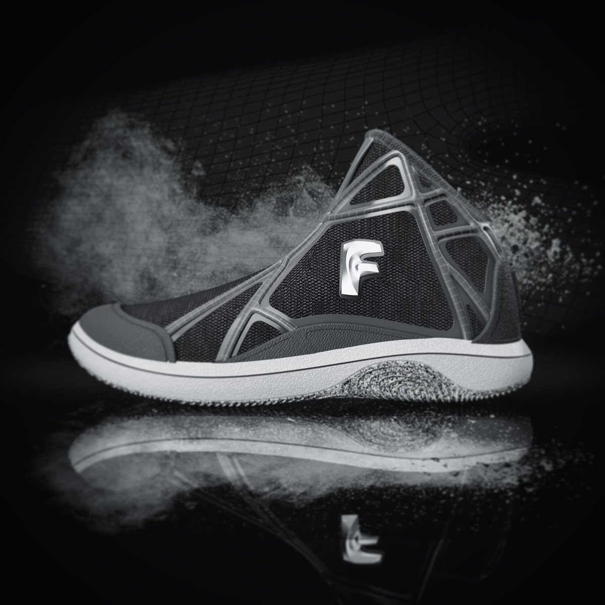 High top footwear concept, incorporating genetively produced structures. Designed and rendered in @adskFusion360 <a href="/Autodesk_UKI/">Autodesk UK&I</a> <a href="/autodesk/">Autodesk</a> #footwear #shoes #design #cad #generative #3D #fusion360 #create #innovate #concept