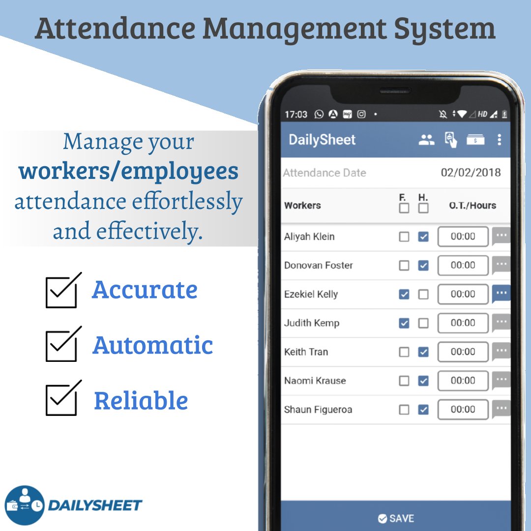byteslabtech's tweet image. DailySheet - Attendance &amp;amp; Salary Management App, Ledgerbook.
Attendance Management Features 👇🏽
- Half-day management
- Full day management
- Overtime management
- Generate reports (Date wise, monthly)
#WednesdayMotivation #WednesdayThoughts #management #hr #COVID19 #dailysheetapp