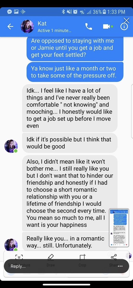 One of these is where she says she has romantic feelings for him and admits it before moving in. They weren’t just acquaintances like she implies.