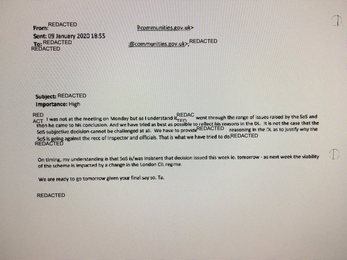BREAKING Documents suggest Jenrick wanted to approve the Westferry scheme on Jan 14th to save Desmond from paying more money to the Council.