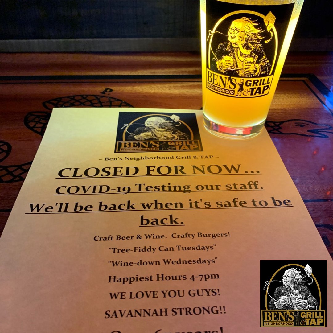 Hey everyone, 
We are sad to inform that after months of fighting the good fight and at one point being one of the few restaurants open serving Savannah through this mess.  One of our staff members tested positive for COVID-19.  For everyone’s safety, we will close temporarily.