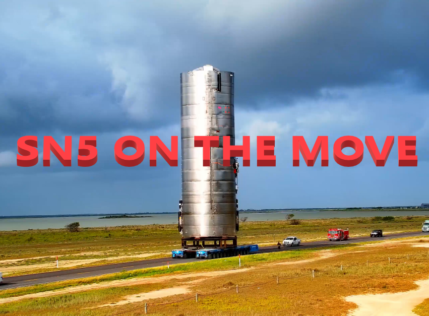 LabPadre's tweet photo. Time lapse of SN5's roll out. Watching this move down the highway never gets old! #SpaceX #BocaChica #Texas #Starship https://t.co/yRdL07r95S https://t.co/M9KfKCatL5