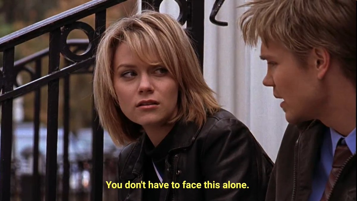 3x14: Peyton looks for reassurance from Lucas, and Lucas is the only one who consoles Peyton after Ellie's death. He's always looking out for her.