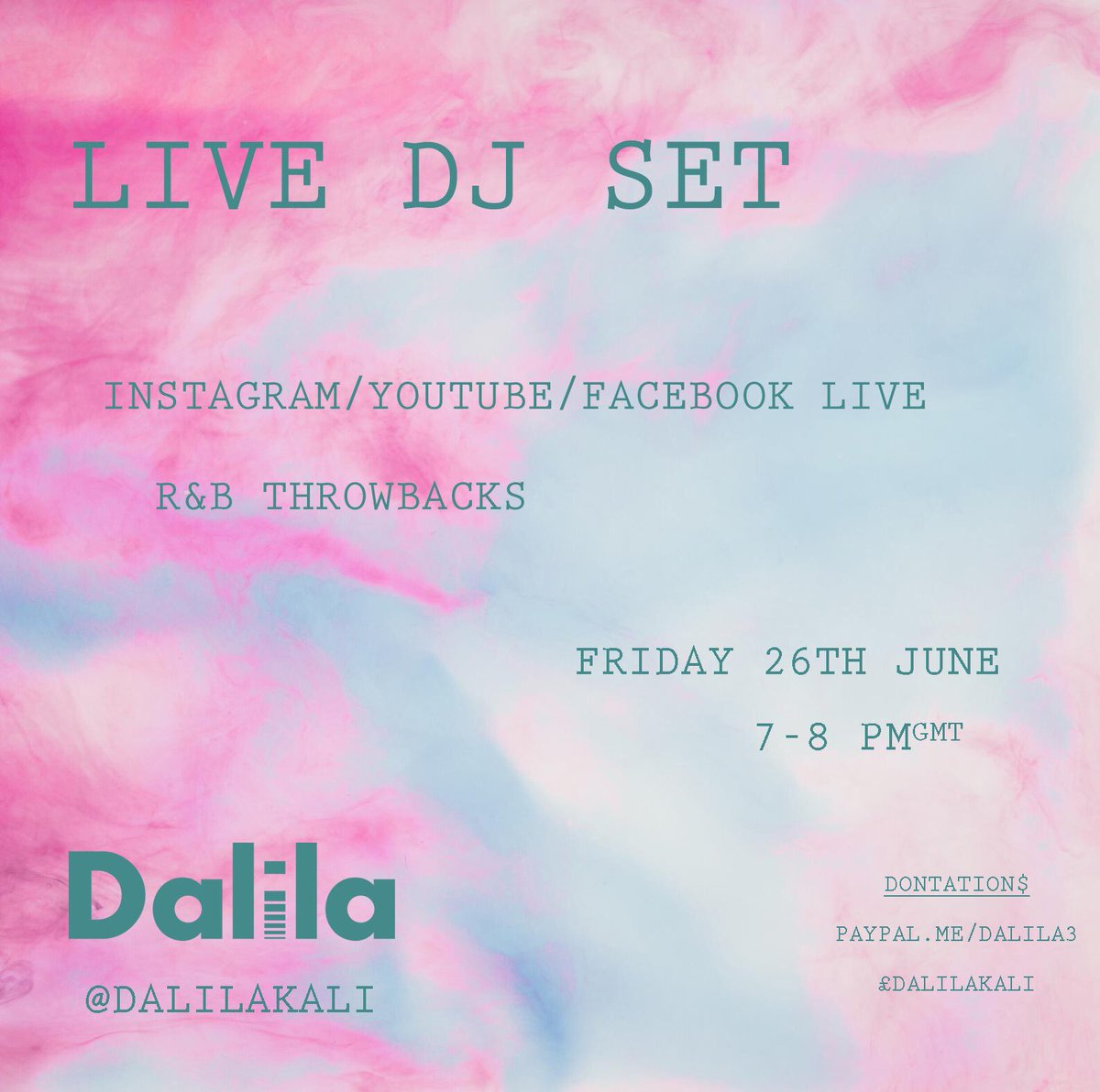 DalilaKali's tweet photo. WEEK 3! R&B Throwbacks for your headtop! On this Friday 7pm - 8pm hope you lots can come and party! Was made redundant and my donation link$ still in my bio xxx
#rnbthrowbacks #Livestream #donations #paypal #cashapp #Instagram #facebook #youtube https://t.co/s6IXJoZM6g