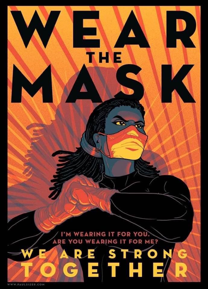 YMBBastepaway's tweet photo. #MaskUpMichigan Excellent poster from Kalamazoo artist Paul Sizer.  Let’s make it viral! Save lives and be a hero! Wear the mask! #PureMichigan https://t.co/DvLLHGKWW4
