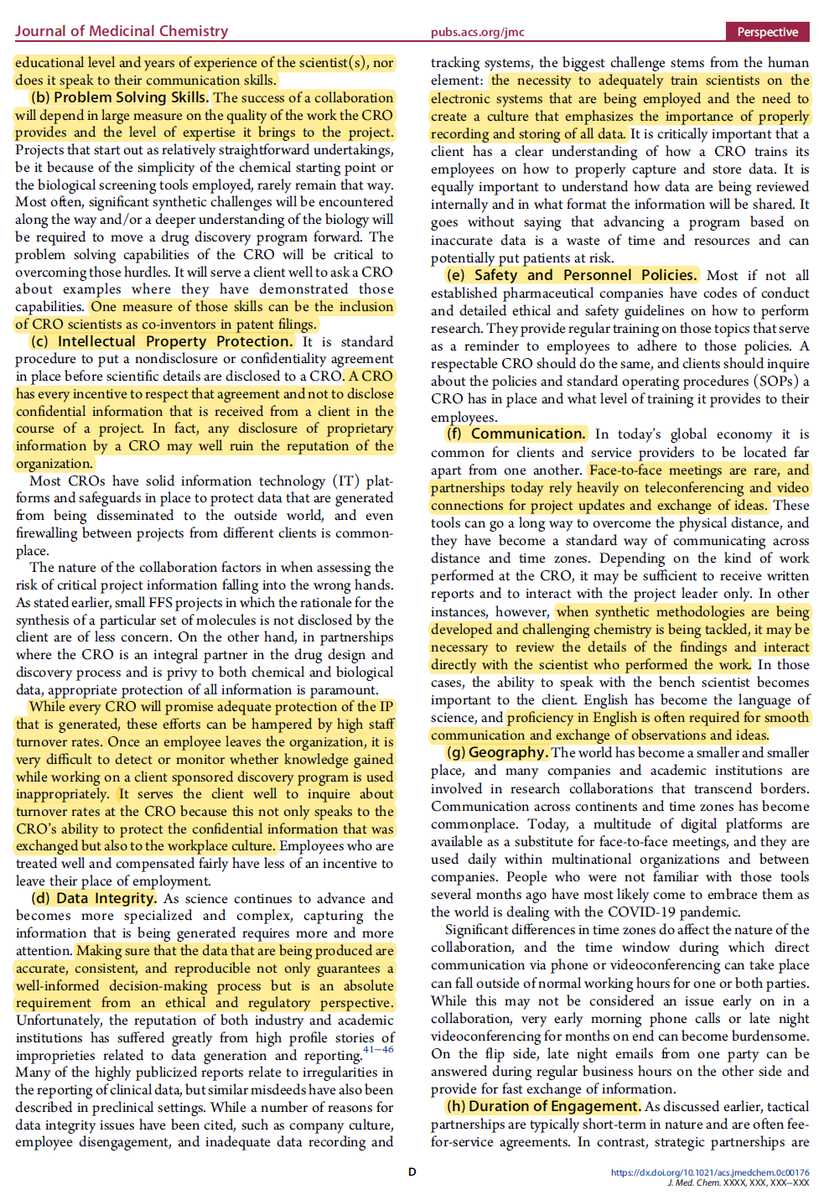 EvanJCarder's tweet photo. Outsourcing scientific responsibilities to contract research organizations (CROs) is an integral strategy to drug discovery/development. A recent perspective in @JMedChem describes what to consider when choosing a CRO. Check it out! https://t.co/V4CaQ9VOPn https://t.co/nJ97ZUNYCT