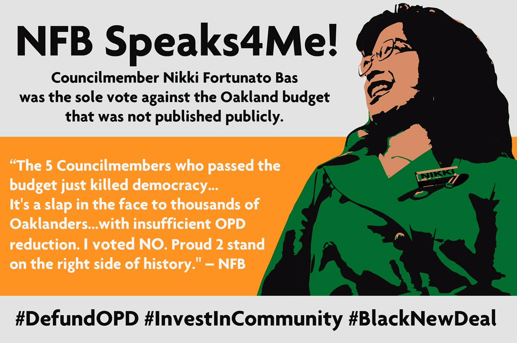 Yesterday's City Council budget meeting was an undemocratic travesty. Thank you @nikki4oakland for backing up the people and not backing down. #DefundOPD