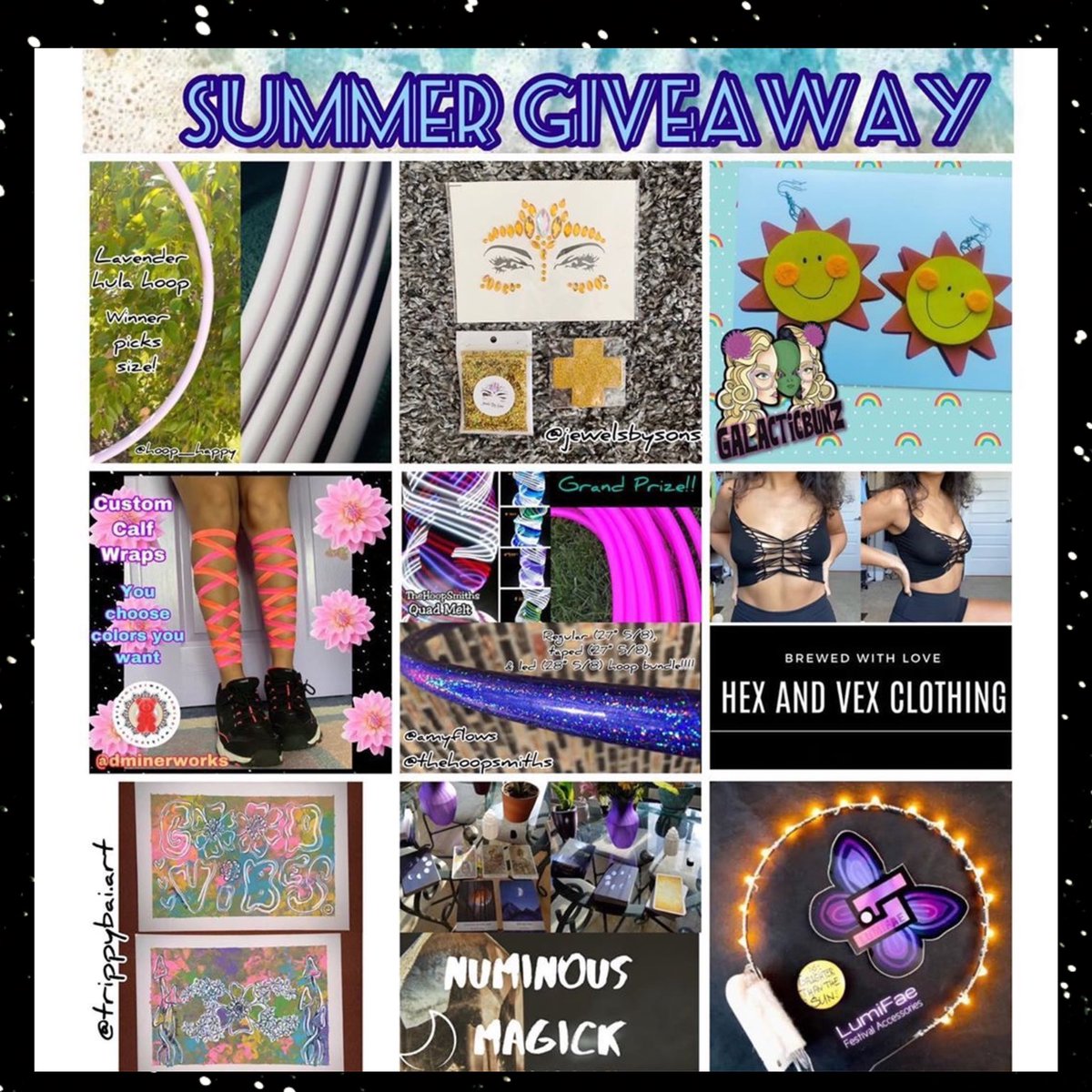 DminerWorks's tweet photo. In another awesome giveaway- tons of rave / hoop dance goodies :) !! Follow us on insta @dminerworks to enter 
#Giveaway #contest #summer #ravecontest #ravegiveaway #rave #hoopdance #hulahoop #BlackOwnedBusiness #blackownedetsy #etsy #raveoutfit #festivaloutfit https://t.co/pCRDEEj7R3