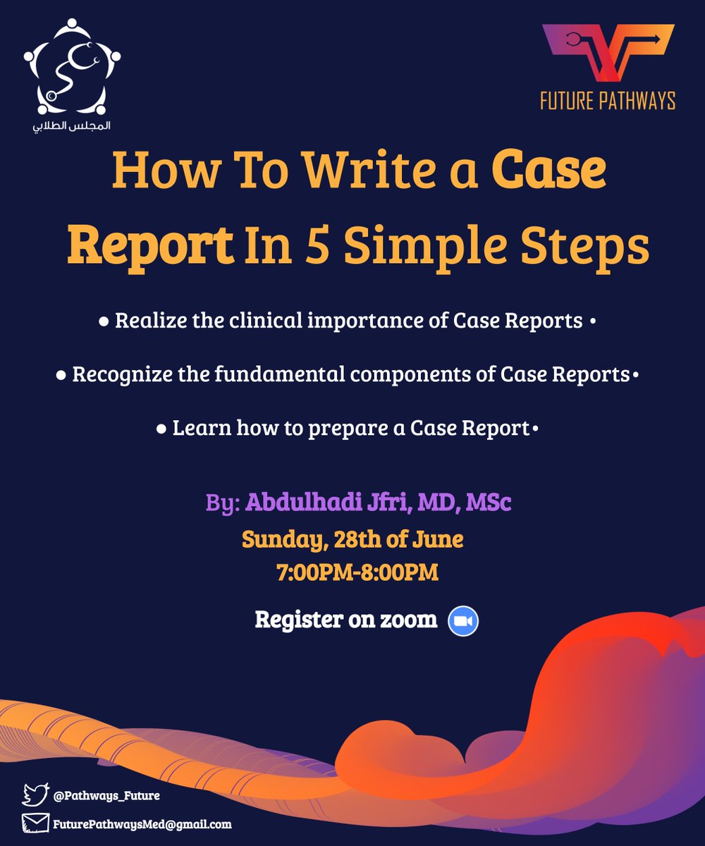 pathways_future's tweet photo. sign up to “How to Write a Case Report in 5 simple steps” by Dr. Abdulhadi Jfri @AJ_20611 is now open!

Register here: https://t.co/4c8W3Nqfg2 https://t.co/6BUqU7gm2F
