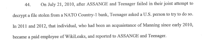 An Assange associate Involving a US person to decrypt data stolen from of a NATO country bank? Smells like CONSPIRACYYYYYYYYYYYY