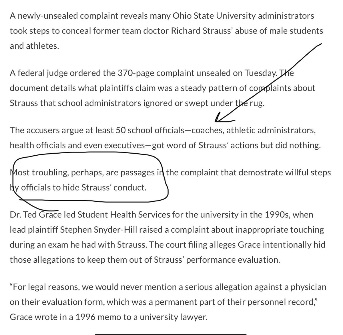 First, the school hid these abuses. For Years, OSU didn’t protect students from sexual abuse, genital grabbing, penis stroking and anus looking.1/