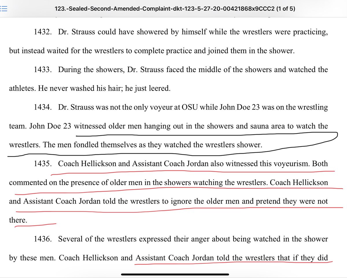 2nd time they were mentioned. Coach Hellickson and Jim Jordan also witnessed the voyeurism. That is...older men standing in the showers watching the wrestlers shower and stroking themselves. #JimJordanKnew #JimJordanWatched