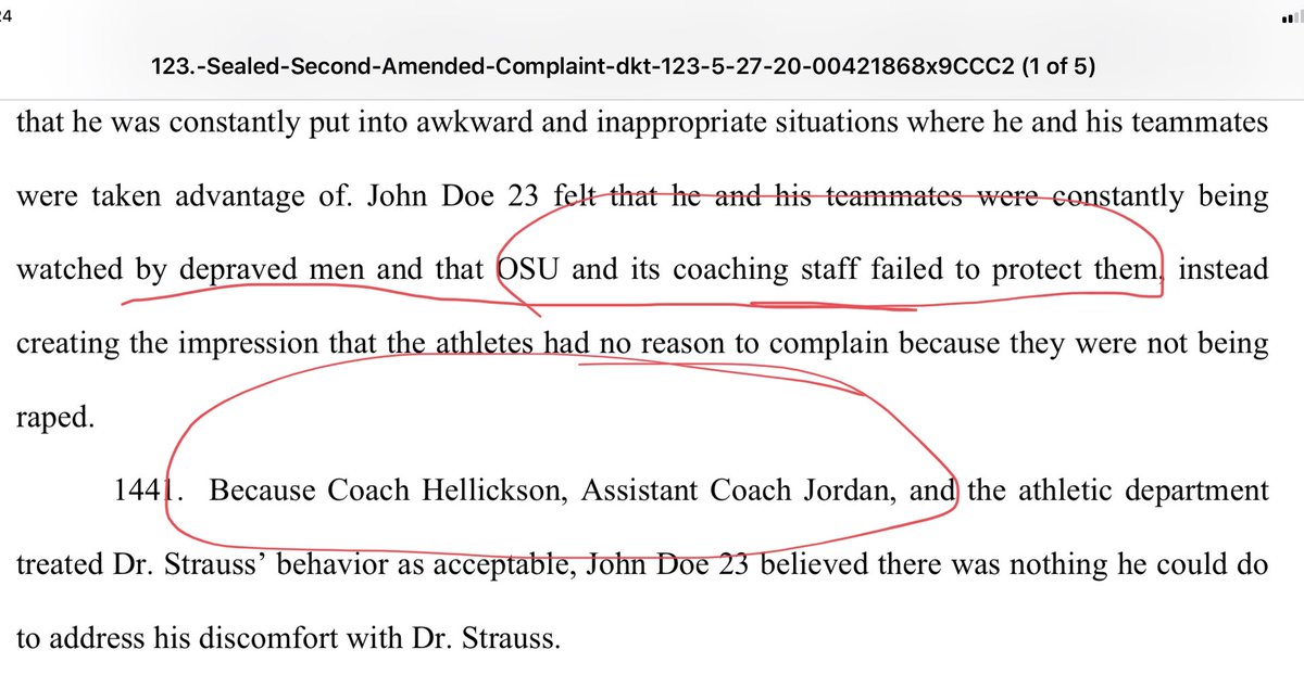 John Doe 23 felt that he and his teammates were constantly being watched by depraved me and that the coaches (Hellickson and Jordan) failed to protect them.Because they failed, The Dept. treated Dr. Strauss’ behavior as acceptable.... #JimJordanWatched