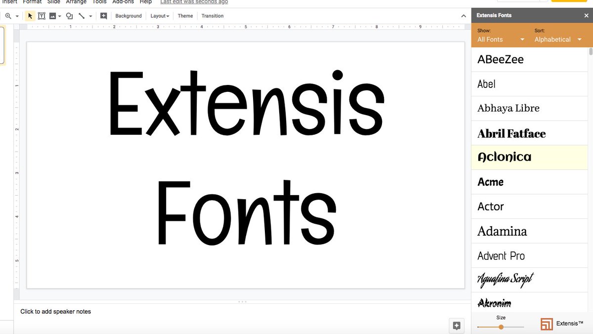 KSzajner's tweet photo. 🅱️ Make Finding Fonts Easier with Extensis Fonts!!🆎 This Docs and Slides extension allows you to visually switch from a slidebar!!

Get it here - https://t.co/QtiNIrnbX9

#googleedu #chromebook #distancelearning #remotelearning #covidEDU https://t.co/uJgaEG62pp