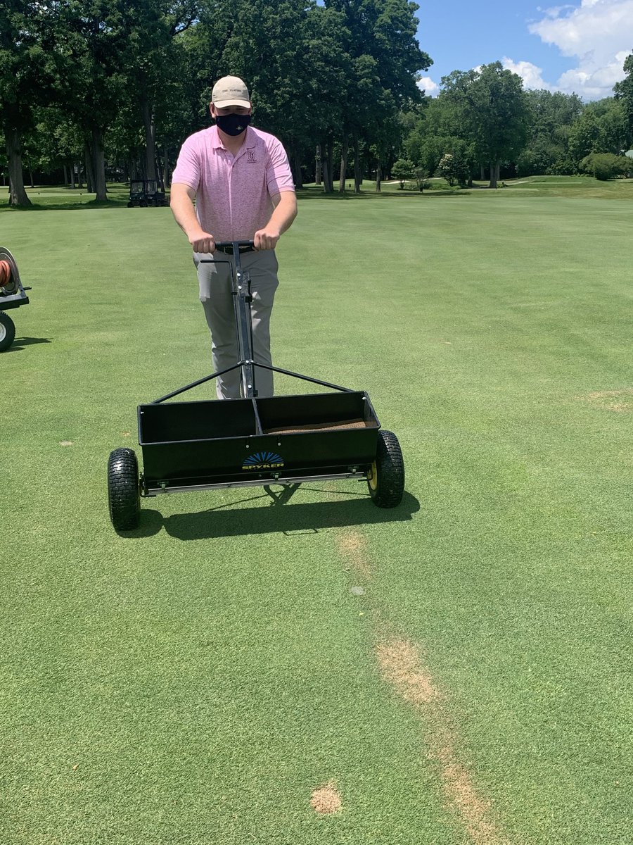 TommyDWitt's tweet photo. Putting a little Aqueduct down on our dry fairway drain lines.  9.5 inches of rain in May.  Only 1.2 in June. https://t.co/eQLGXPQBMD