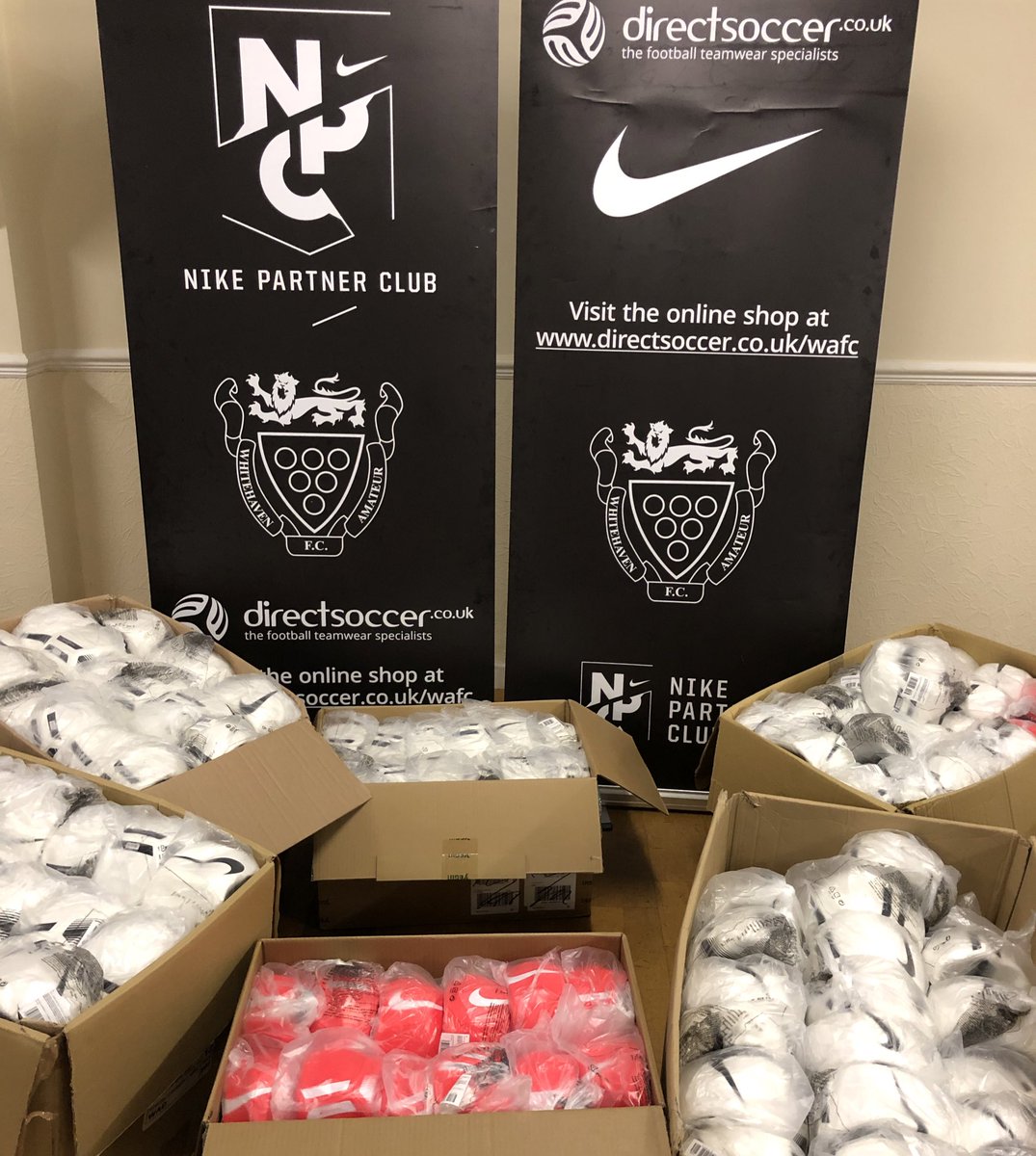 whitehavenafc's tweet photo. New size 3, 4 & 5 training balls arriving for our players thanks to @DirectSoccer Part of our clubs #planningtoplay strategy. 👍🏼@CumberlandFA @NikePartner https://t.co/ri7L96Bws6