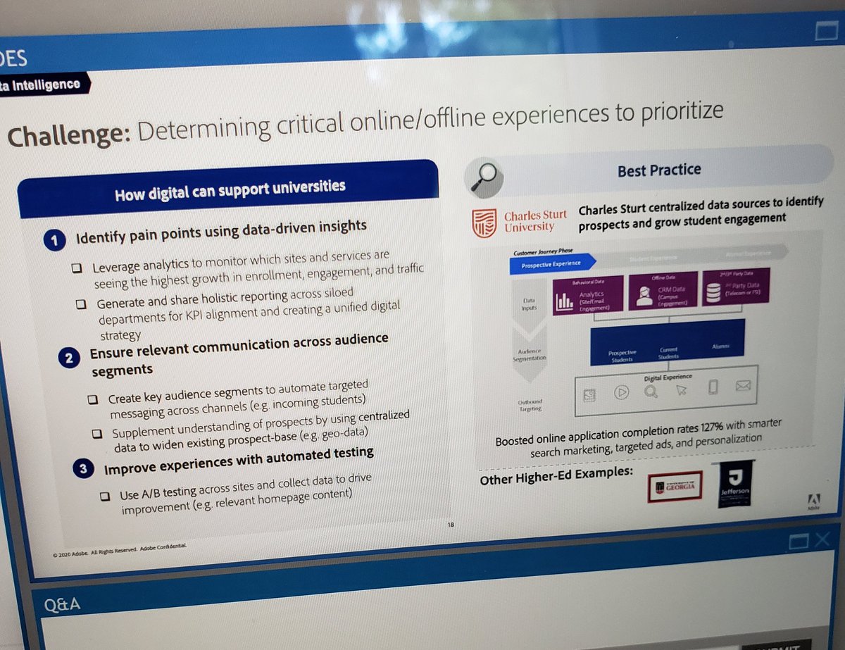 MsSonicFlare's tweet photo. Listening to live virtual summit in #education  @AMA_Marketing #automating #scaling 
Trust in consistent site experience with data centric and centralize engagement -personalization #HigherEducation #highered way to go conor!
#AdobeEdu 
#24NotionVirtual 
#24NotionWebinar https://t.co/kTzMaXuSyt