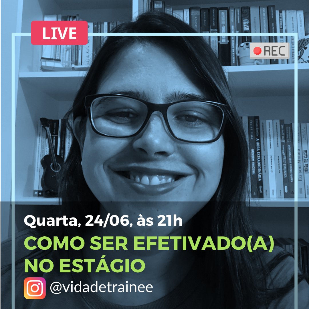 Quarta é dia de LIVE no Vida de Trainee com <a href="/reinaux/">Cintia Reinaux</a>! 😍  Na live de hoje irei falar sobre o que você pode fazer para se destacar no seu estágio e aumentar as chances de efetivação! Às 21h no perfil do VT no Instagram. #vidadetrainee #livesdovt #efetivacaonoestagio