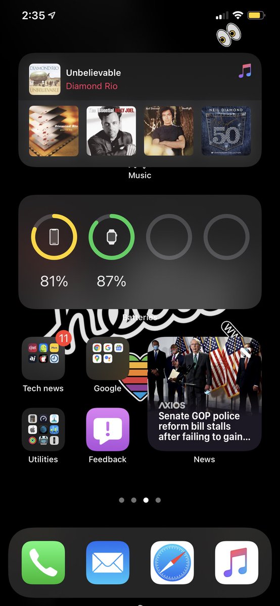 Kevins_Tech's tweet image. My current home screen setup on my iPhone XS Max.#ios14beta #iOS14DevBeta1