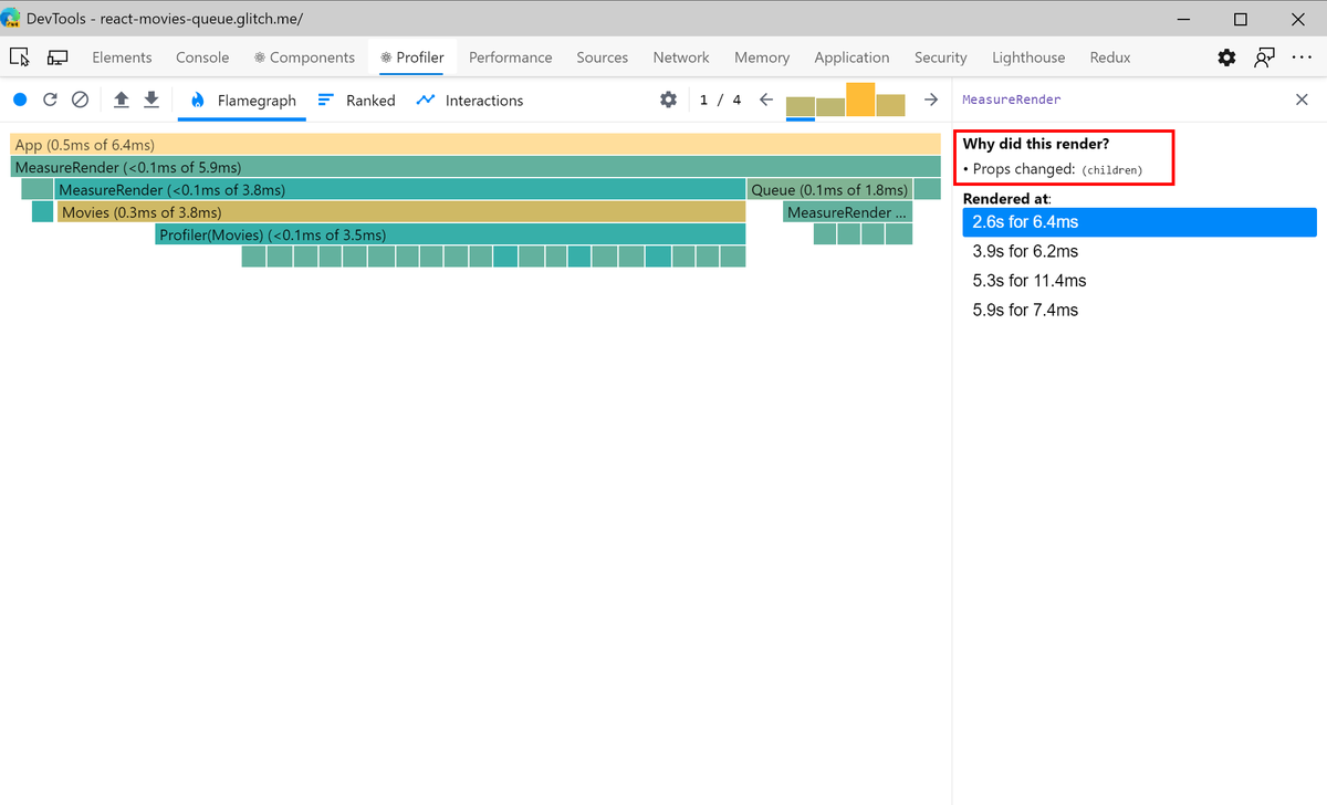 52) Debugging a React app? Not sure why a component gets rerendered?1. Go to React DevTools → Profiler → Settings. Enable "Record why each component rendered"2. Start the recording, do whatever you did, stop the recording3. Click on the component in the perf traceVoilà: