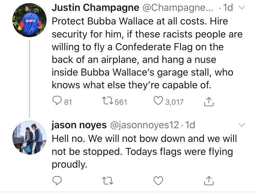 More tweets of Jason Noyes, owner of Noyes Appliance Repair in Pampa, TX applauding the Confederate flag protest of NASCAR’s race in Talladega.  #JasonNoyesIsRacist