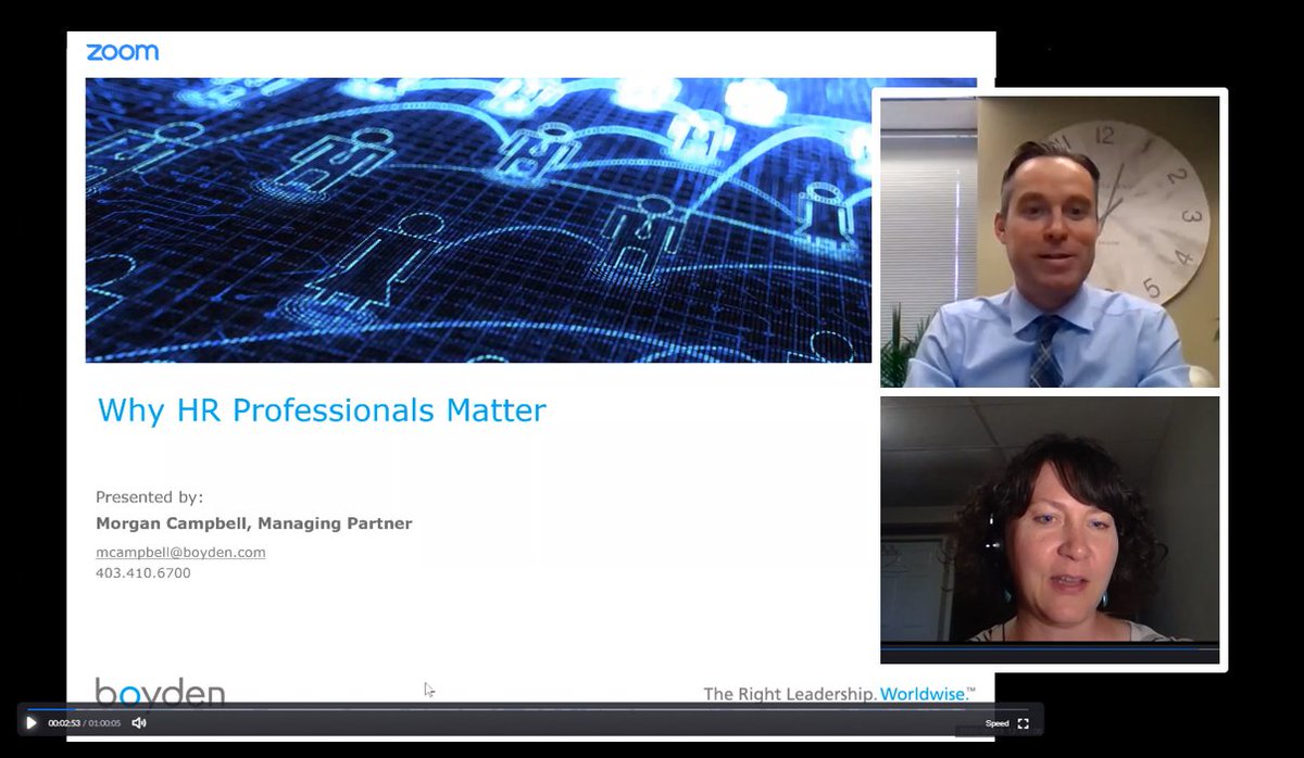 BoydenCanada's tweet photo. This week, Boyden's @Morganc47959944 joined @CPHRab Webinar #HR Pandemic Series on the topic of 'Why HR Professionals Matter'. Thank you to #CPHRAlberta for the opportunity and to the 200+ participants for joining. Access the full recording here >> https://t.co/MLZOYcMlqV https://t.co/OrMJxQjeww