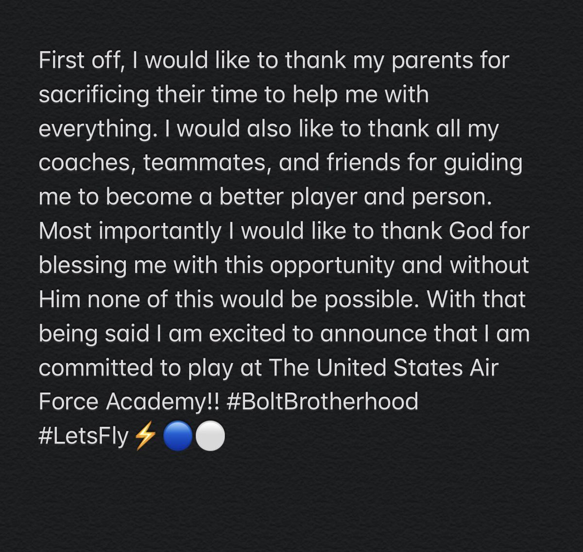 KonopackiOwen's tweet photo. 100% Committed!⚡️⚡️ @AF_Football https://t.co/x5EszMnqNI