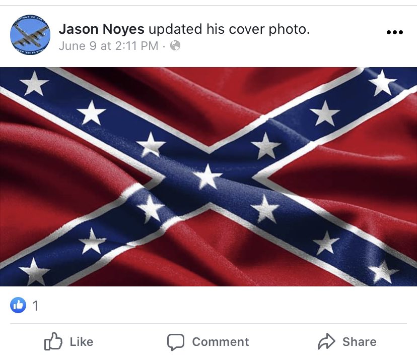 Jason Noyes celebrates secession on his Facebook page.  #JasonNoyesIsRacist